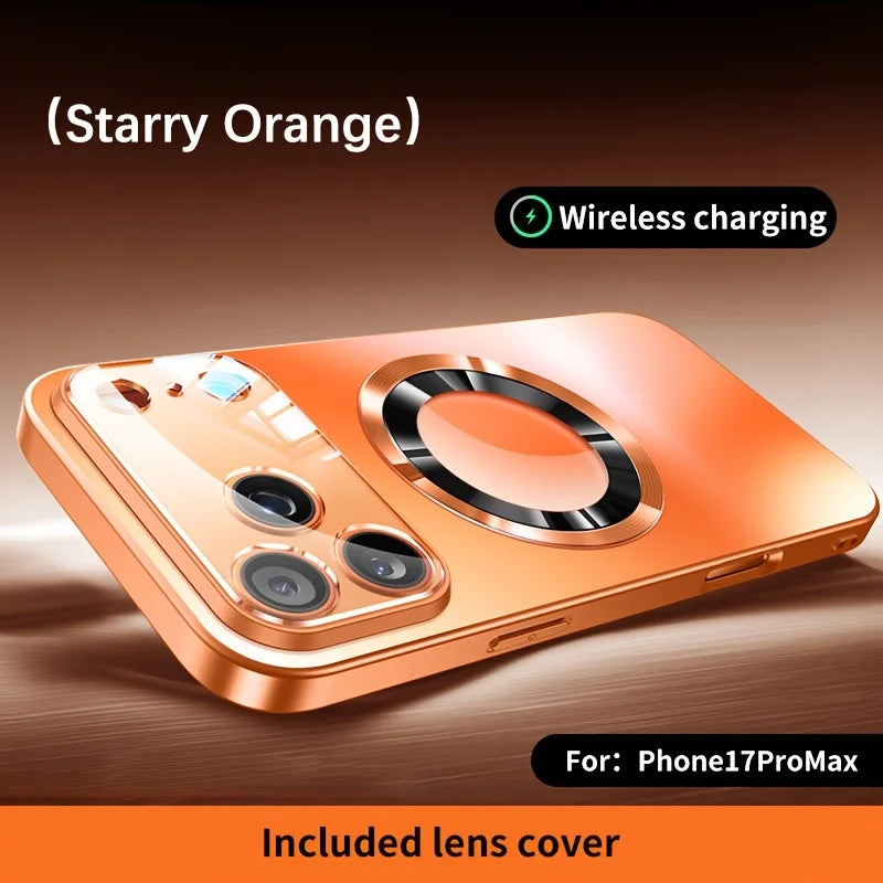 Luxury Titanium Metallic Matte Case For iPhone 17 16 15 14 13 12 11 Pro Max Plus For Mag safe Glass Lens Protection back Cover.