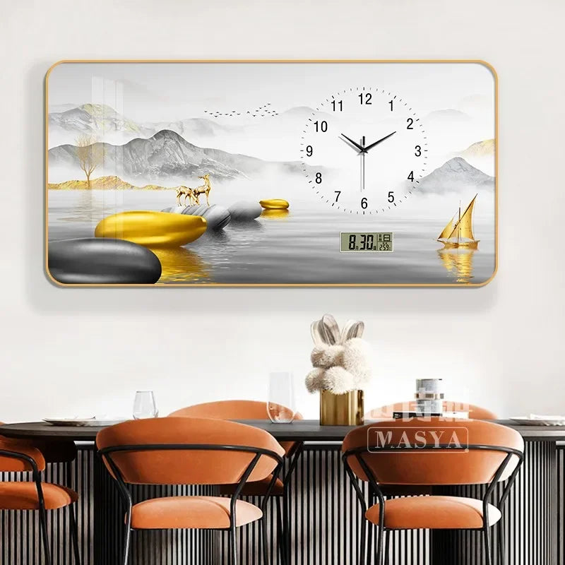 Digital Luxury Large Wall Clock, silent Timepiece,  Living Room Decorations!!