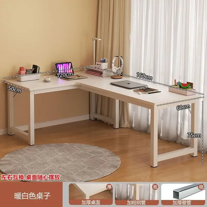 L Shaped Computer Desk, Home Office Desk with 2 Drawer and Bookshelf.