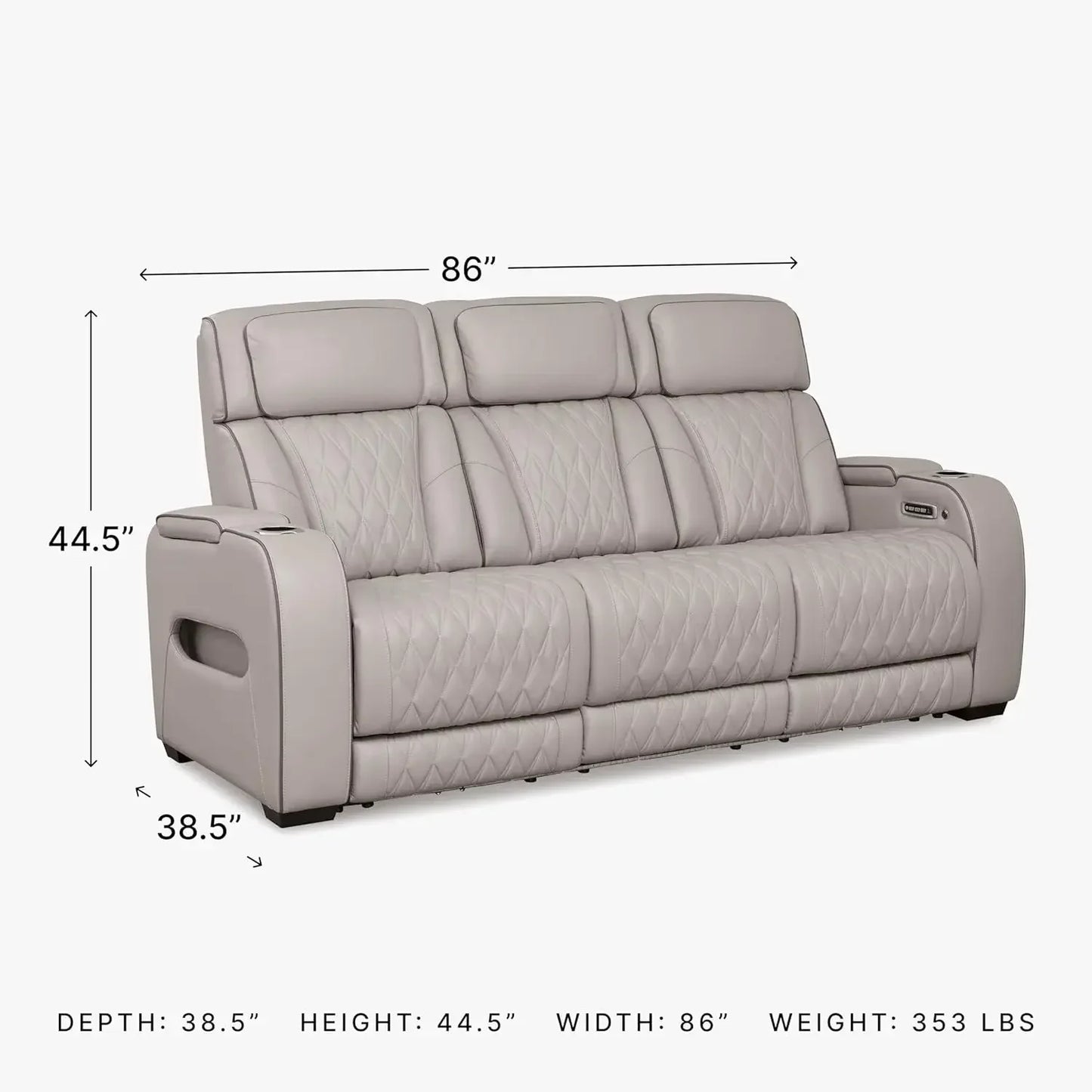 Boyington Contemporary Leather Match Power Reclining Sofa, with USB Charging Ports, LED Lights and Adjustable Headrest,
