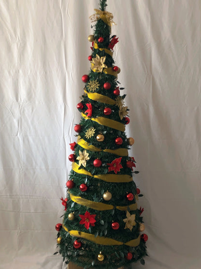 Foldable Christmas Tree with Ornament Lights, Home Decoration New Year Gift