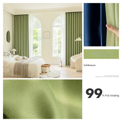 Bedroom Full Blackout Drapes, Bay Window Curtain, Insulated Living Room Drape, Balcony Sun Protection