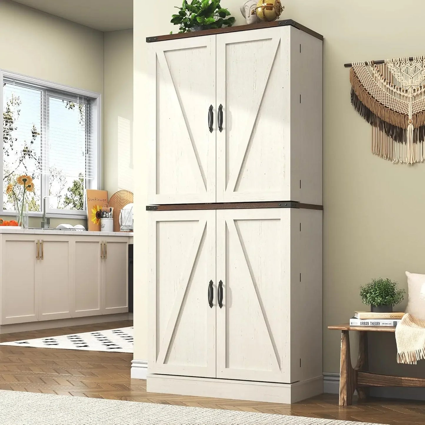 NEW Farmhouse Kitchen Pantry Cabinet,71" Tall Storage Cabinet.