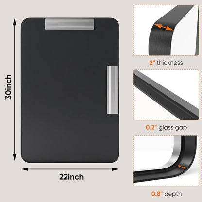 Metal Framed Bathroom Mirror Rectangle Rounded Corner Tempered Glass