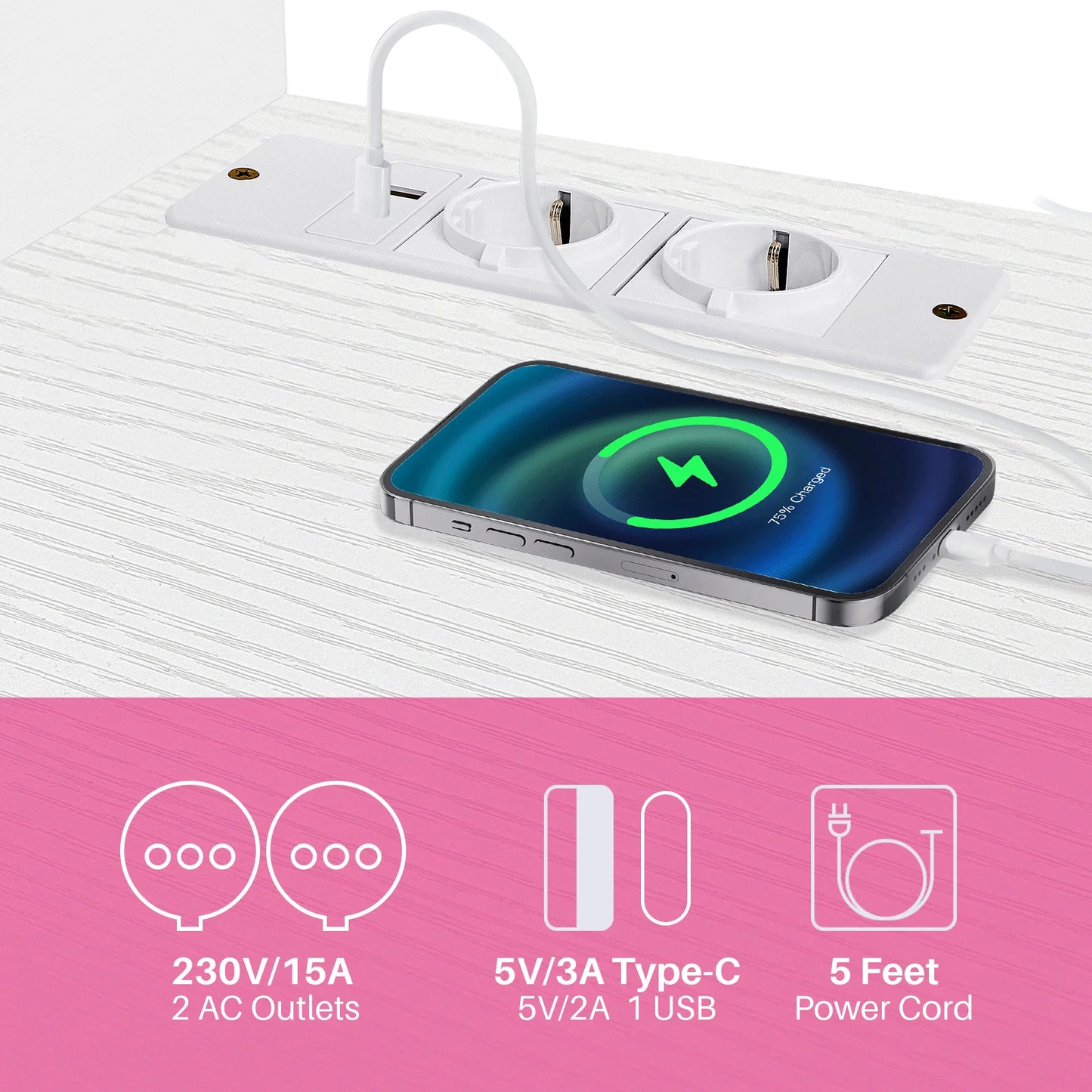 TV Stand for TVs Up to 65 inches Entertainment Center Power Outlet