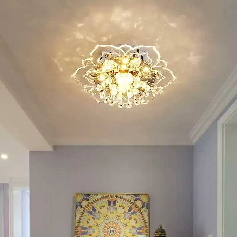 Creative LED Ceiling Light Crystal Flower Chandelier, Bedroom, Hallway ,Living Room, Pendant Lamp.