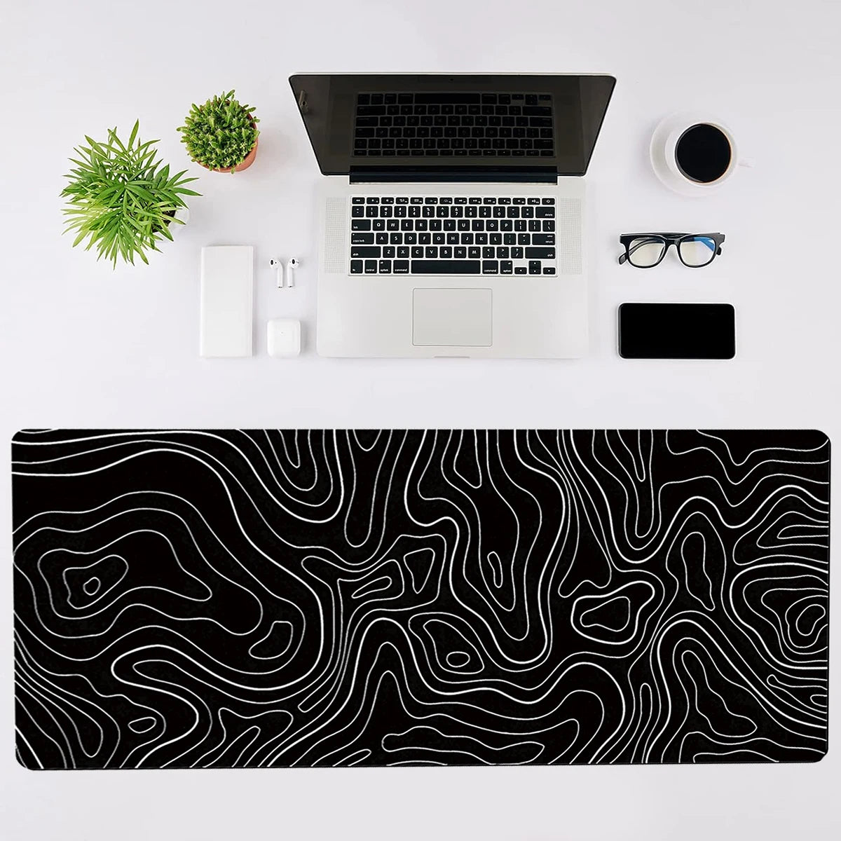 1Pcs Gaming Mouse Pad Large Keyboard Pad 31.5 x 11.8in Topographic.