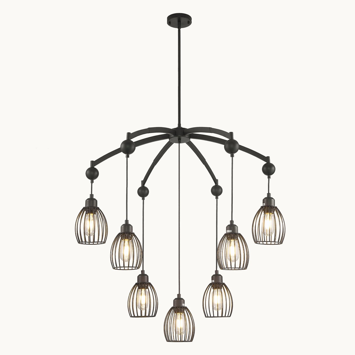 Contemporary Lighting Adjustable Farmhouse Chandelier Black Rope Pendant