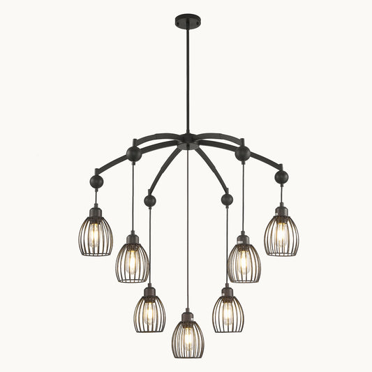 Contemporary Lighting Adjustable Farmhouse Chandelier Black Rope Pendant