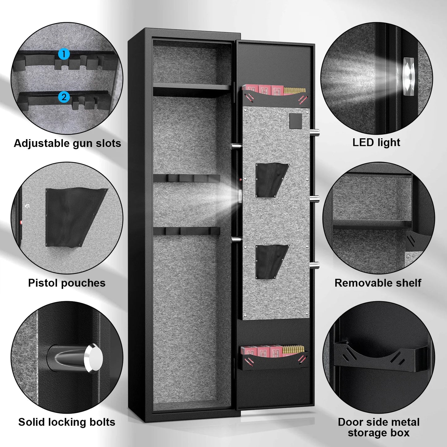 Biometric Gun Safe, Quick Access Rifle Gun Safe with Silent Mode Alarm System.