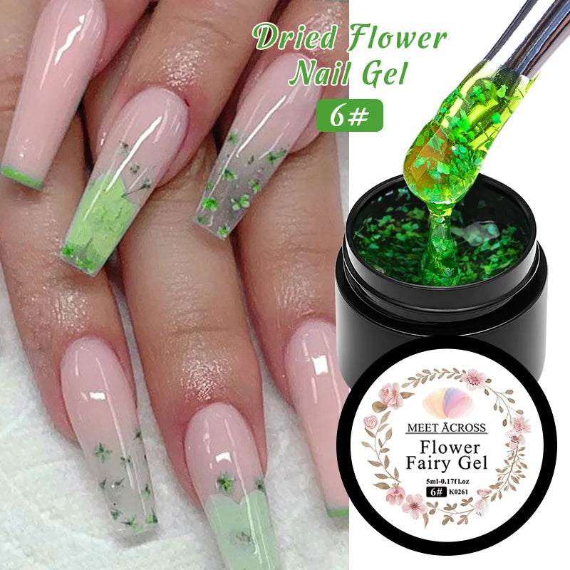 5ml Pink Dried Flower Nail Gel Polish, Semi Permanent Natural Flower Fairy Nail Art, Gel Soak Off, UV Painting Varnishes For Nails.