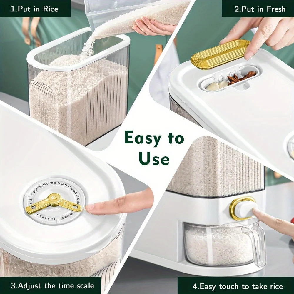 5kg/10kg Rice Dispenser Large Storage Container with Measuring Cup