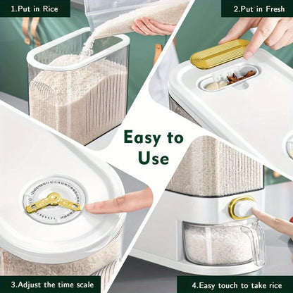 5kg/10kg Rice Dispenser Large Storage Container with Measuring Cup