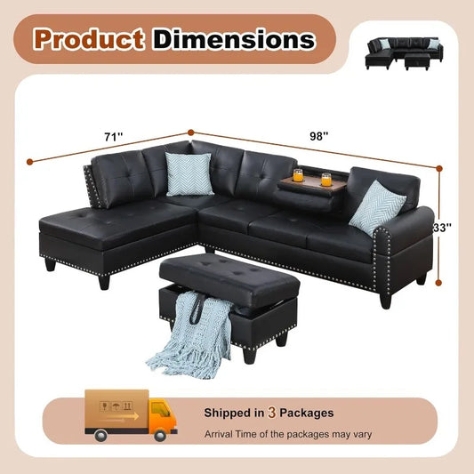 Sectional Couches for Living Room, L Shaped Couch 3-Piece Sectional Sofa Set for Living Room, and Small Apartment.