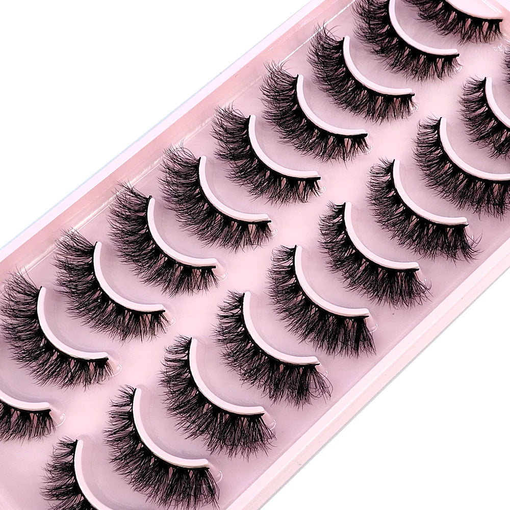 10 Pairs Faux Mink Eyelashes Handmade  Natural  Simulation  3D Curly Eyelashes