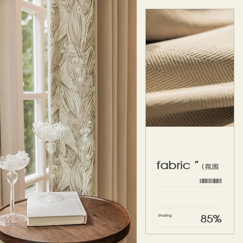 Rideaux pour Salon Chambre à Coucher, Rideaux Occultants à Chevrons en Chenille Beige, Isolation Thermique pour la Maison