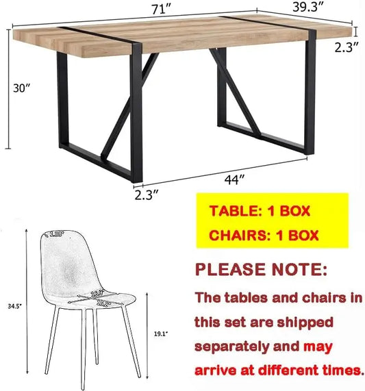 9-Piece Dining Set, 71" Rectangular Wood Table & 8 Fabric Chairs for Kitchen