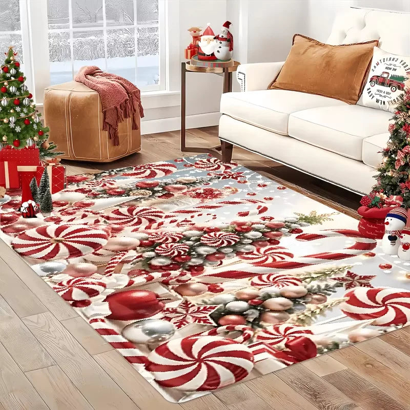 VIKAMA Christmas Rug Festive Carpet For Live Room Large Area Rug.