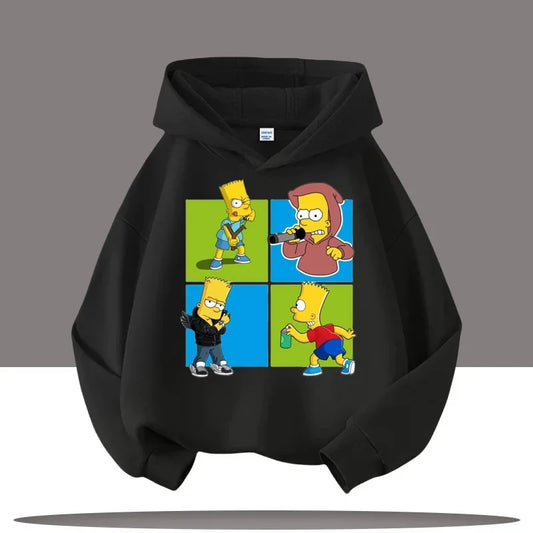 2025 New Style Boys', Girls' Casual Top Simpson Cartoon Print, Children's Hooded Coat.