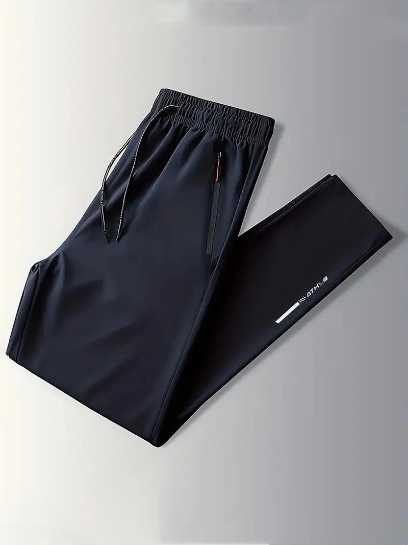 Soft Men Casual Straight Pants Stretch Elastic Waist Jogger, Classic Blue, Black ,Gray Trousers Plus Size.