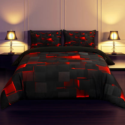 Blue and Black Bedding Duvet Cover Set, Geometric Set for Kids Comforter Cover Set