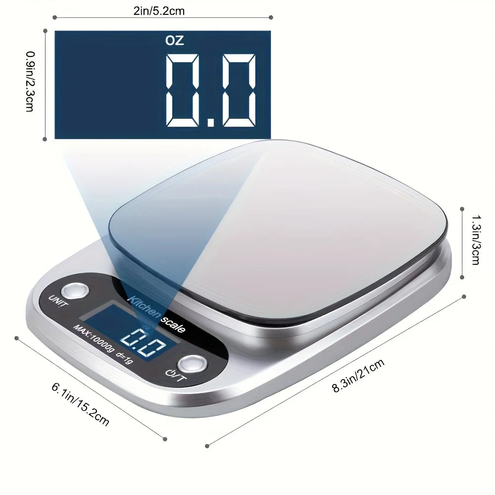 10kg/0.1g Precision Kitchen Scale for Baking, One-Touch Tare, LCD Display. Perfect for Cooking & Food Weighing.