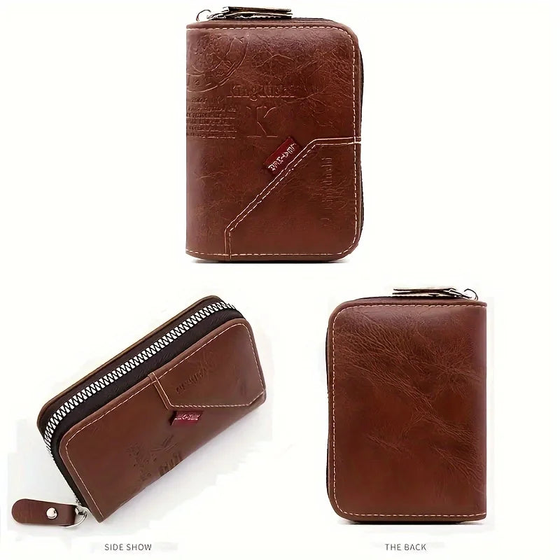 Vintage Leather Wallet, Slim Card Holder with 12 Slots Unisex.