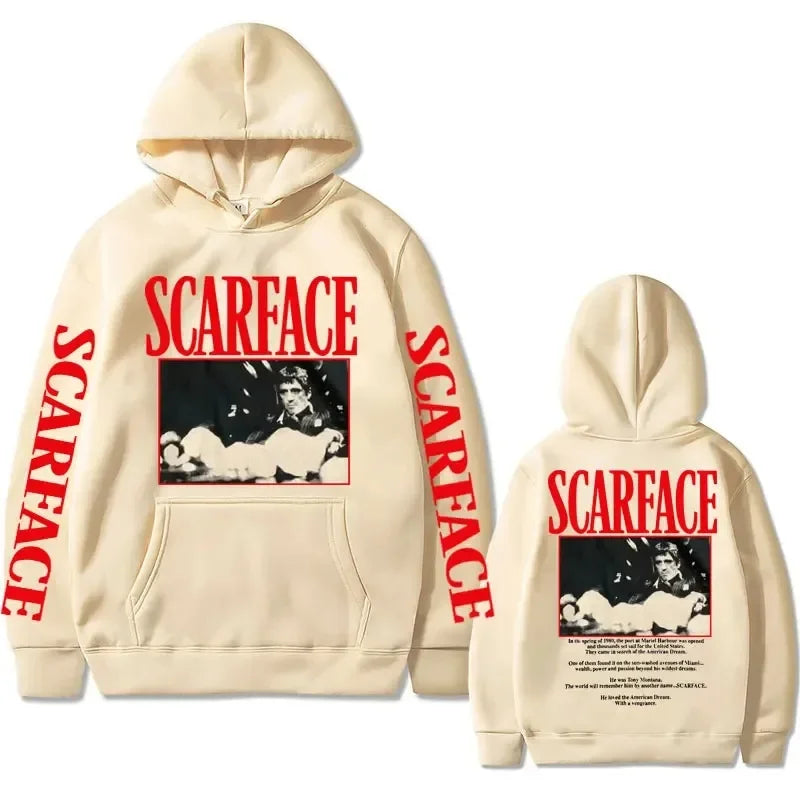 Vintage 90s Movie Scarface Tony Montana Hoodie Casual Pullover.