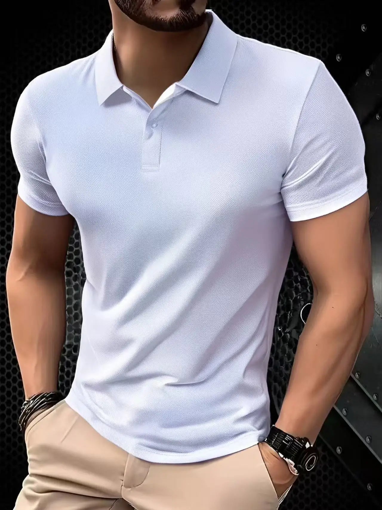 Solid color polo shirt ultra-light men, quick-drying sweat shirt.