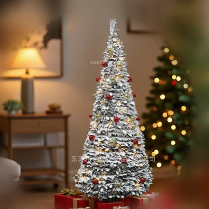 1.2m-2.1m Foldable Pre-Decorated Christmas Tree, Pop-Up Festive Decoration.