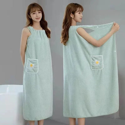 Bath Towel  Women Wearable Wrap Polyester Skirt Washable Bathrobe.