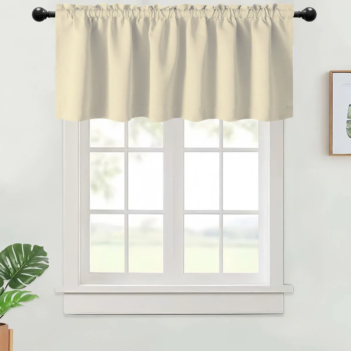 1PC, Valance Curtains Blackout Thermal Insulated Rod Pocket.
