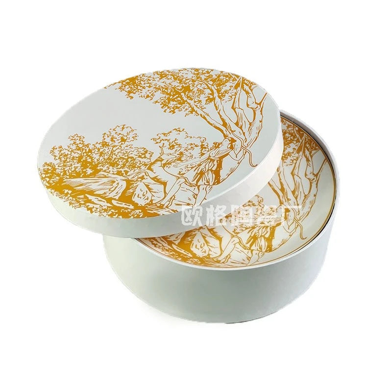 Dinner Plate Six Plates of Dishes,  Color Drawing Ceramic