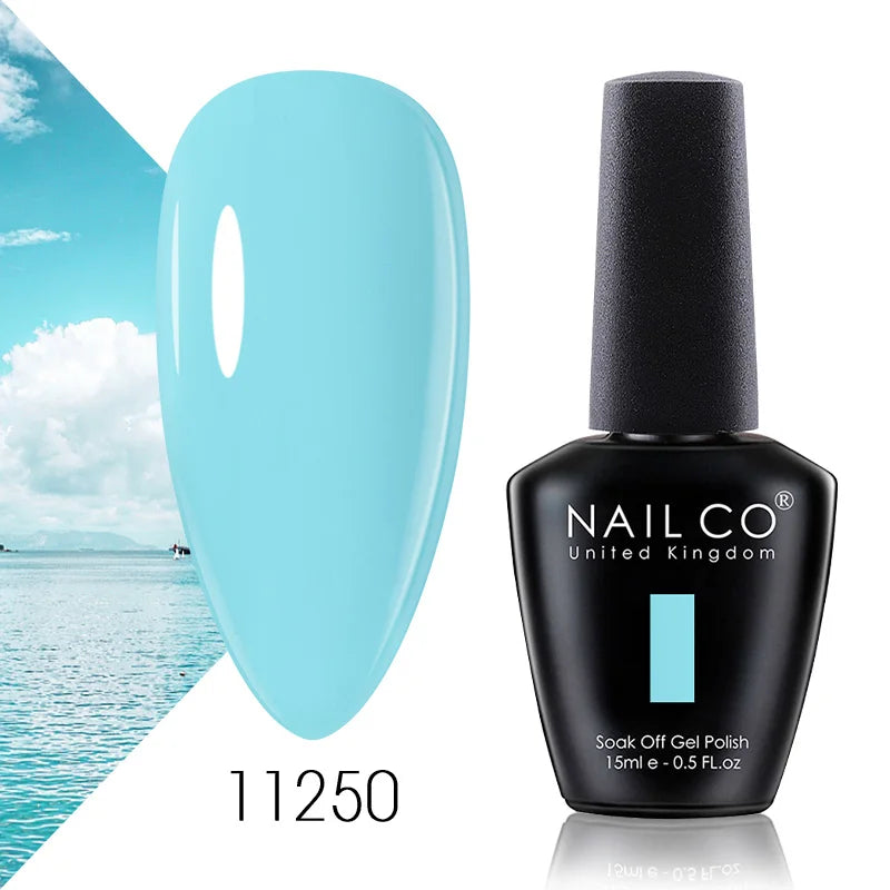 NAILCO 15ml Color Gel Nail Polish Soak Off, Hybrid Varnishes Manicure, UV&LED Nail Gel Semi Permanent Lacquer Base Top Coat.