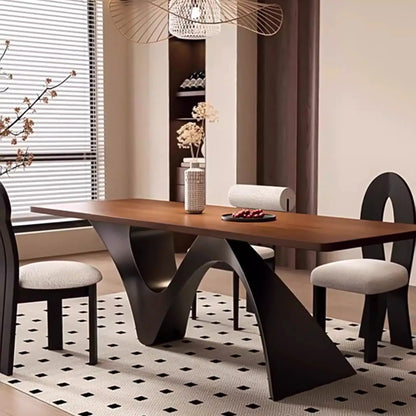 Modern retro solid wood rectangular dining table set.