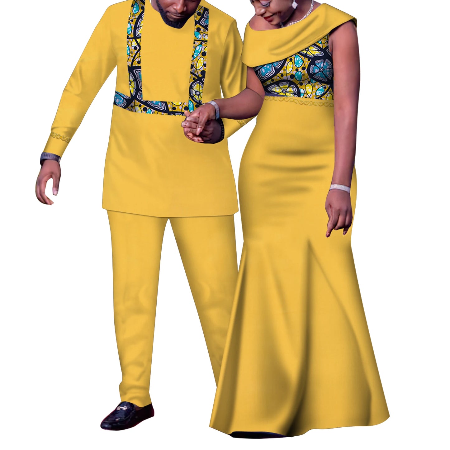 African Couple Outfits Match Sets Dashiki, African Men suit ,and Dresses for Women Couple Clothing WYQ905.