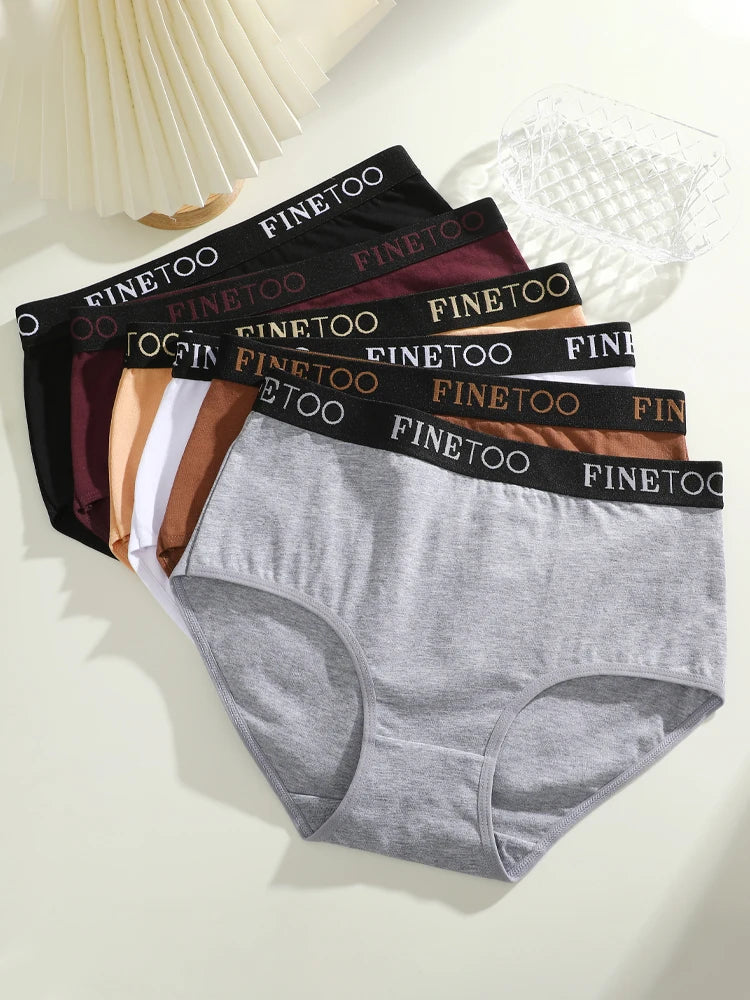 FINETOO 5PCS Cotton Seamless High Waist Underwear, Women's Belts Panties Low Waist, Plus Size Lingerie New.
