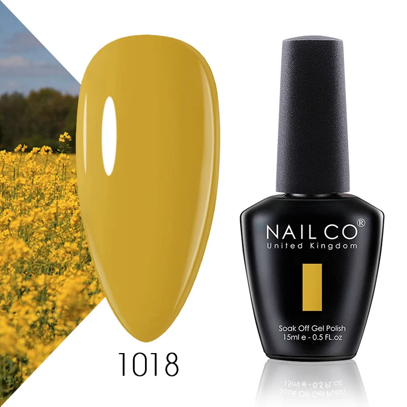 NAILCO 15ml Color Gel Nail Polish Soak Off, Hybrid Varnishes Manicure, UV&LED Nail Gel Semi Permanent Lacquer Base Top Coat.