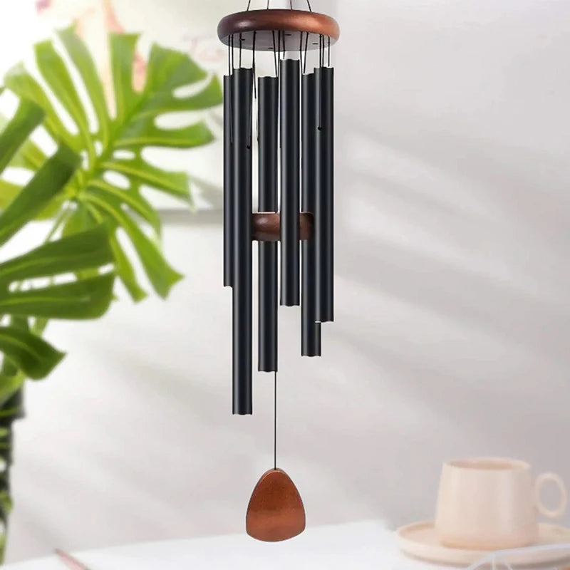 Classic 26 Inch Aluminum Pipe Wind Chimes With Wooden Hanging Tag.