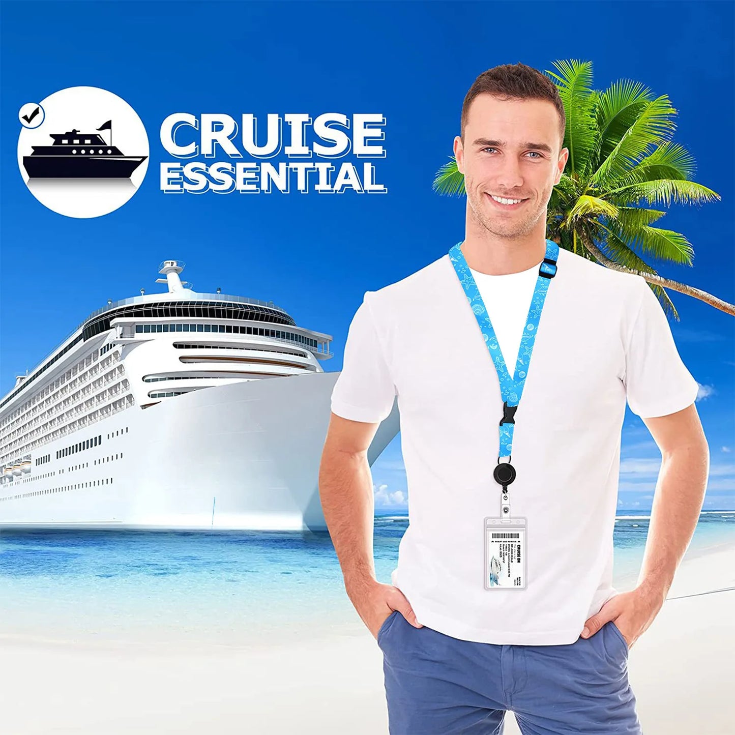 Retractable Lanyard Card Holder Badge Reel, Id Card Holders For All Cruises Ships Necklaces Keychain.