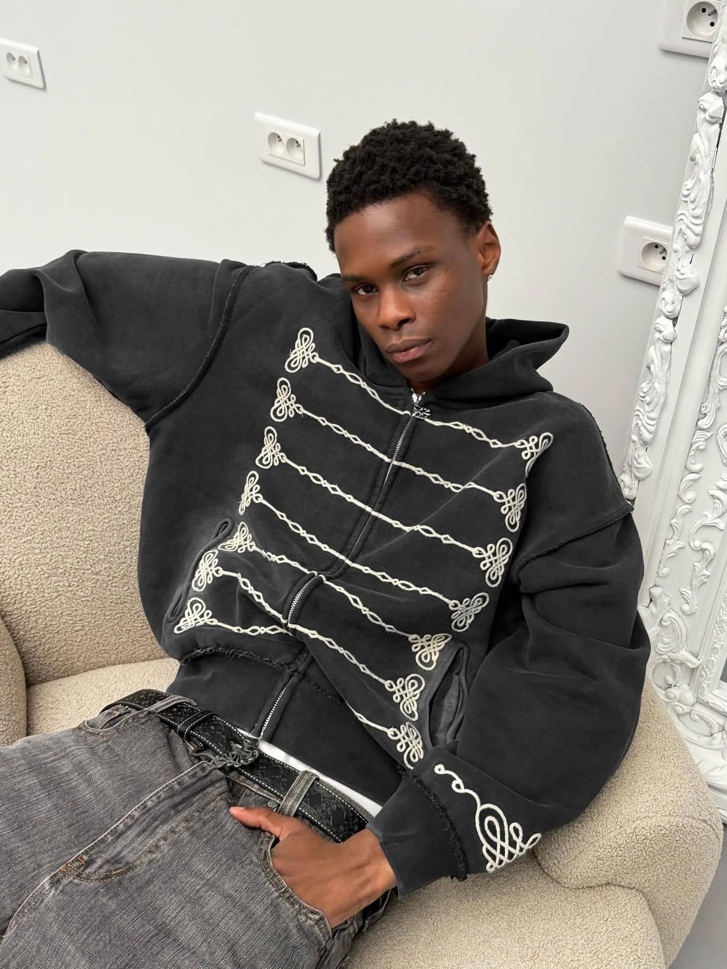 All Top Quality Personality Simple Design Zip Up Hooded Jackets Niche Fashion.