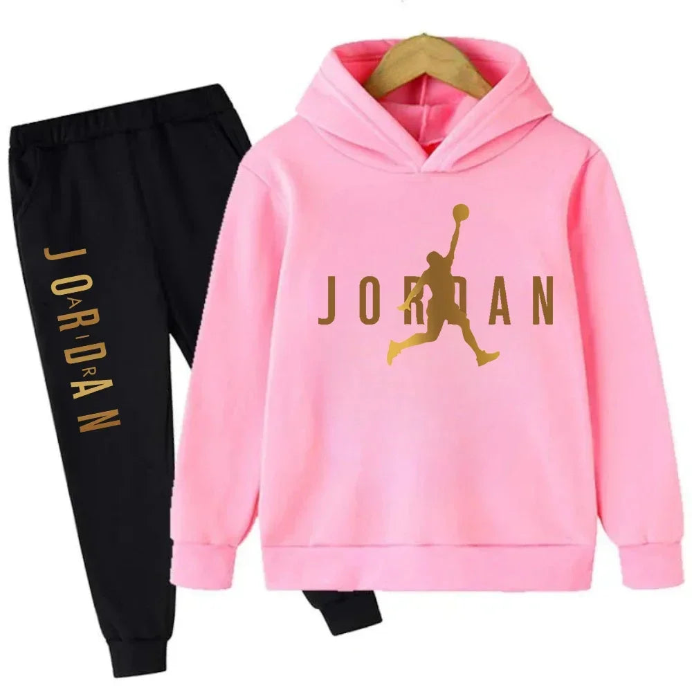 Warm Slam Dunk Master Pattern Printed Children Set, Hoodie+Pant Suit 2pcs Set.