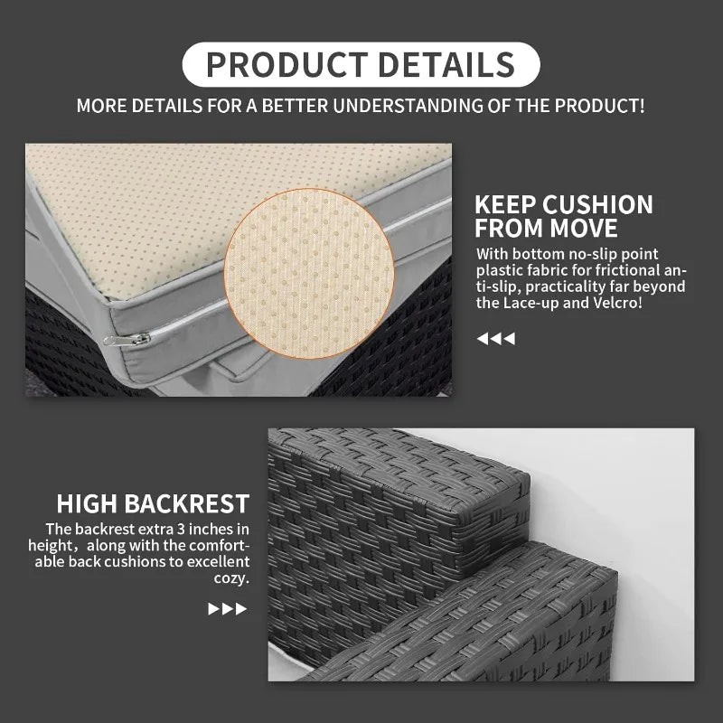 45" Light Grey 6-Piece Patio Set - 60,000 BTU Propane Fire Pit Table.