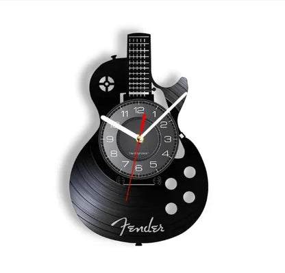 Vinyl Record LED Wall Clock , Music Theme Guitar Clock