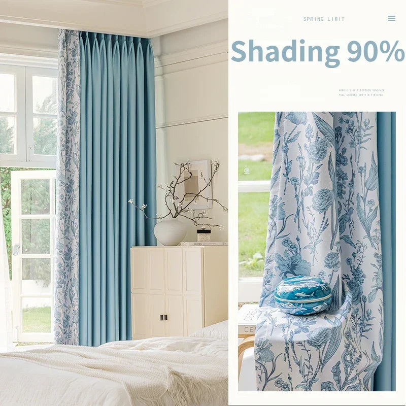 French Pastoral Style Drapes Light Luxury Bedroom Blackout Curtains