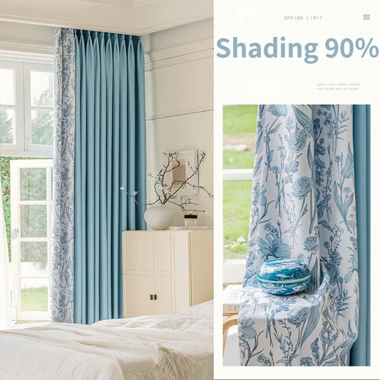 French Pastoral Style Drapes Light Luxury Bedroom Blackout Curtains