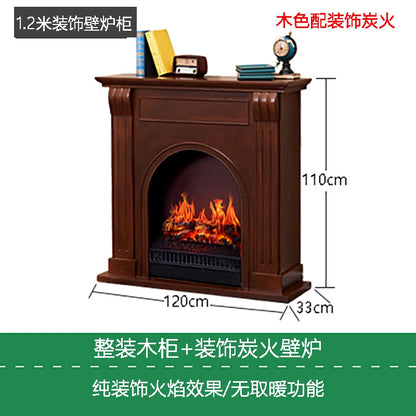 Natural Wood Living Room Fireplace Rustic  Decoration