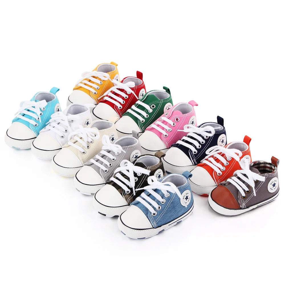 New Baby Shoes Boys Girls Classic Canvas Casual Sneakers, Spring Newborn First Walker Toddler, Non-Slip Walking Shoes.