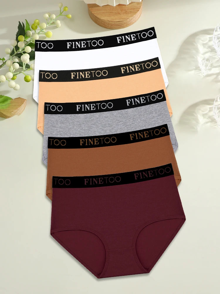 FINETOO 5PCS Cotton Seamless High Waist Underwear, Women's Belts Panties Low Waist, Plus Size Lingerie New.