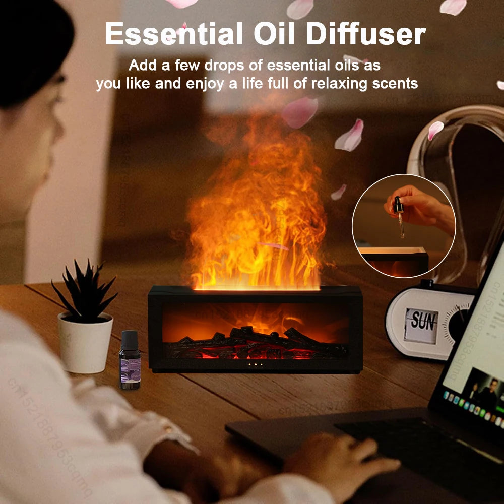 Air Humidifier Essential Oil, Home Aroma , Flame Automatic Fragrance Diffuser, With LED Light, Remote Control